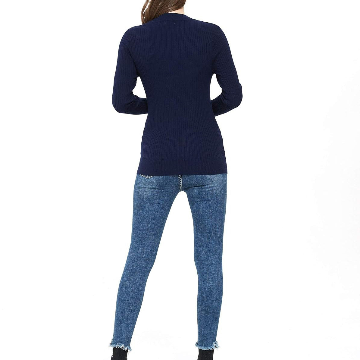 ZLUXURQ Women's Mockneck Long Sleeve Pullover Sweater Homewear Tops Slim Fit