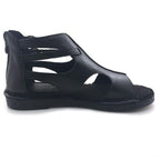 Womens Leather Sandals - Low Wedge Soft and Comfort Outdoor Sandals, Gladiator Flat Sandal for Women