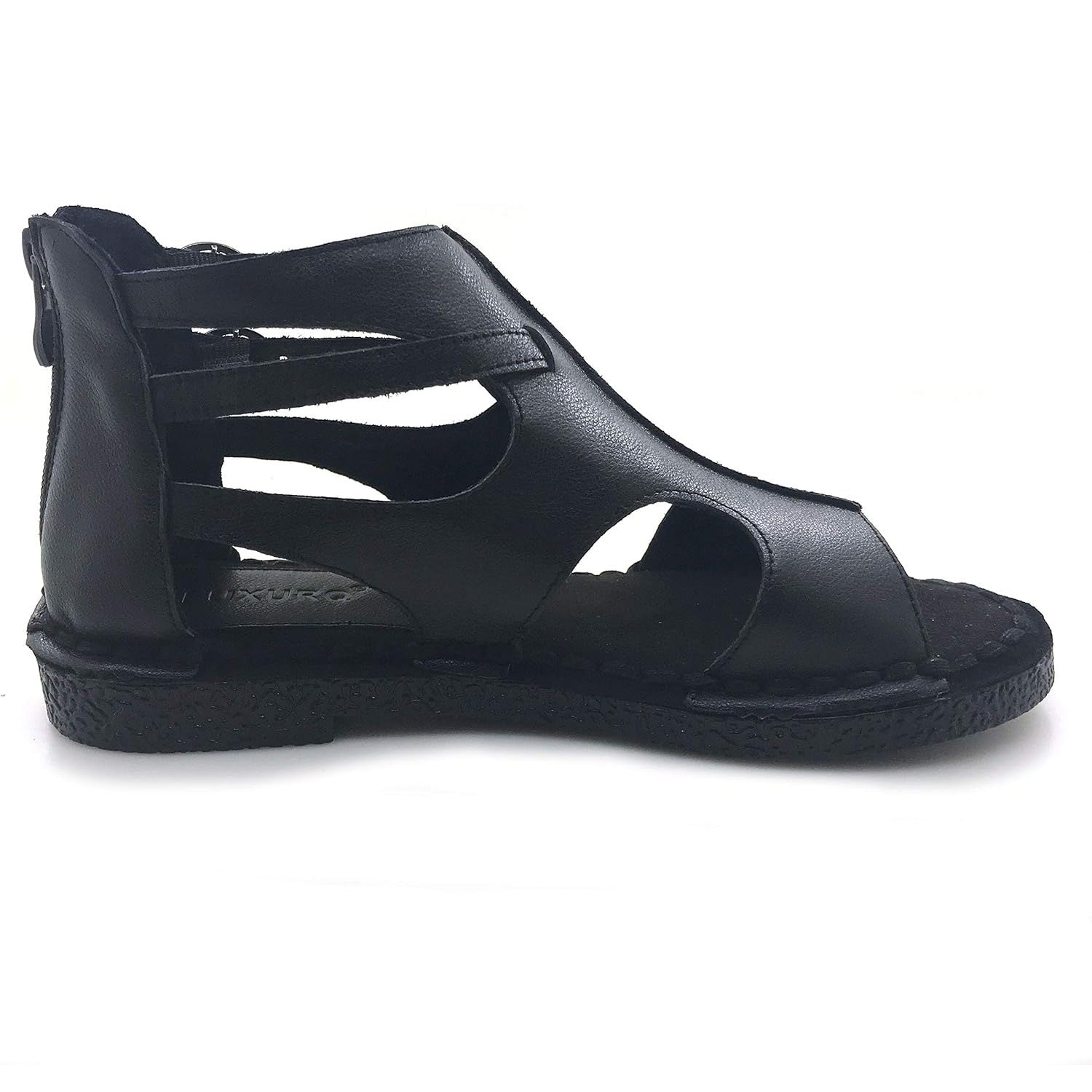 Womens Leather Sandals - Low Wedge Soft and Comfort Outdoor Sandals, Gladiator Flat Sandal for Women