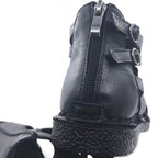 Womens Leather Sandals - Low Wedge Soft and Comfort Outdoor Sandals, Gladiator Flat Sandal for Women