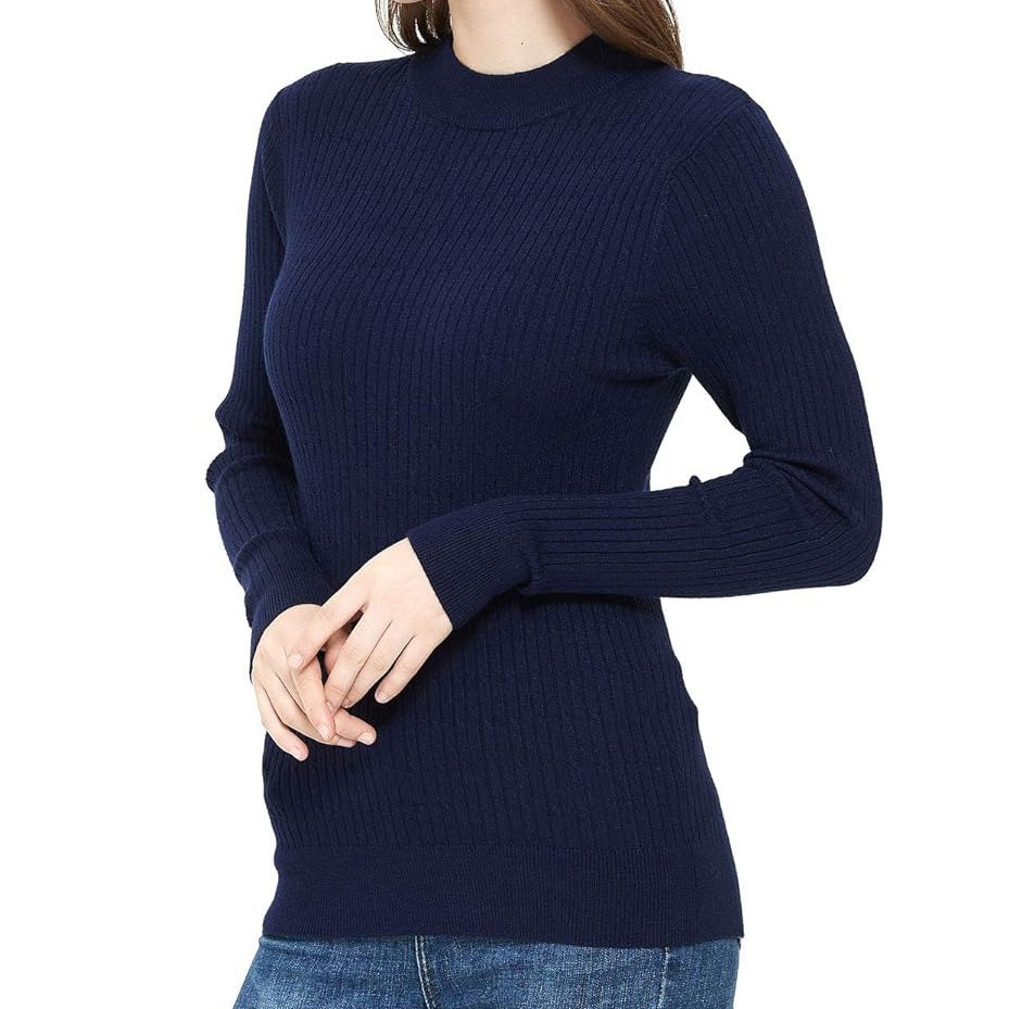 ZLUXURQ Women's Mockneck Long Sleeve Pullover Sweater Homewear Tops Slim Fit