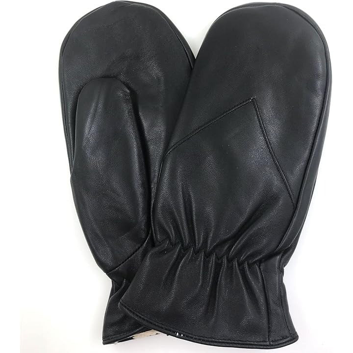 ZLUXURQ Women's Lambskin Leather Mittens Gloves Thick Fleece Lined