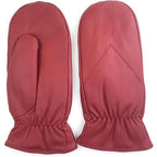 ZLUXURQ Women's Lambskin Leather Mittens Gloves Thick Fleece Lined