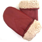 ZLUXURQ Women's Lambskin Leather Mittens Gloves Thick Fleece Lined