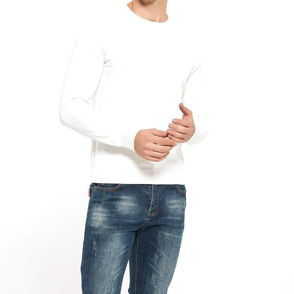 ZLUXURQ Men's Crewneck Long Sleeve Cotton Pullover Soft Color Block Stripes Sweater