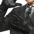 ZLUXURQ Luxury Mens Leather Gloves Cashmere Lined-Soft Comfortable Lambskin Touchsreen