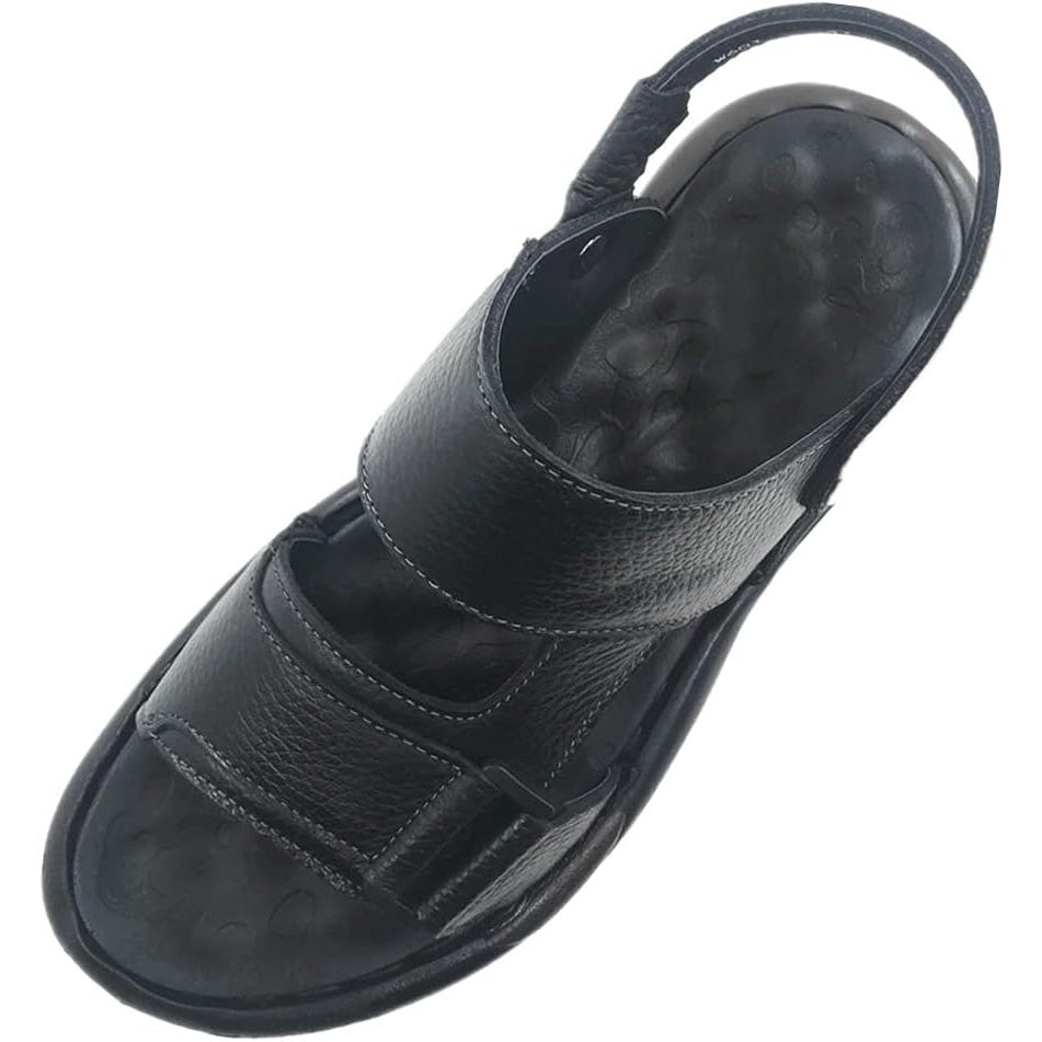ZLUXURQ Mens soft leather hiking outdoor sandals-Luxury Casual Beach Sandals