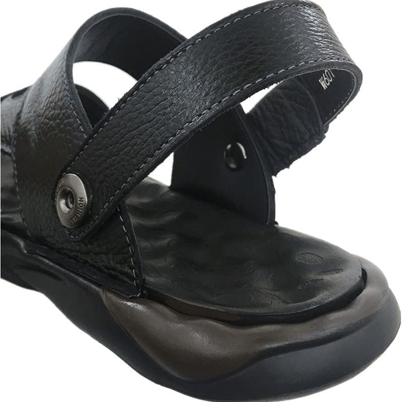 ZLUXURQ Mens soft leather hiking outdoor sandals-Luxury Casual Beach Sandals