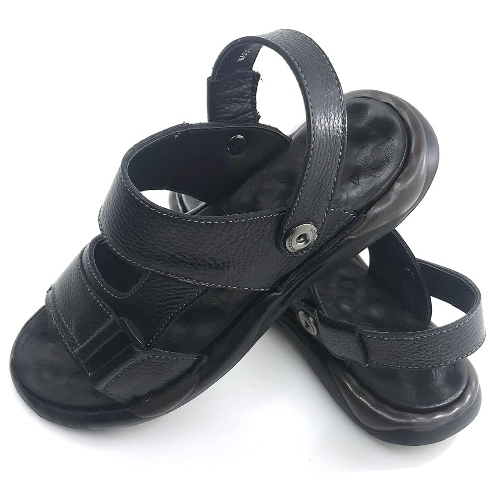 ZLUXURQ Mens soft leather hiking outdoor sandals-Luxury Casual Beach Sandals