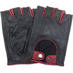 ZLUXURQ Womens Soft and Breathable Fingerless Leather Driving Gloves-Premium Lambskin