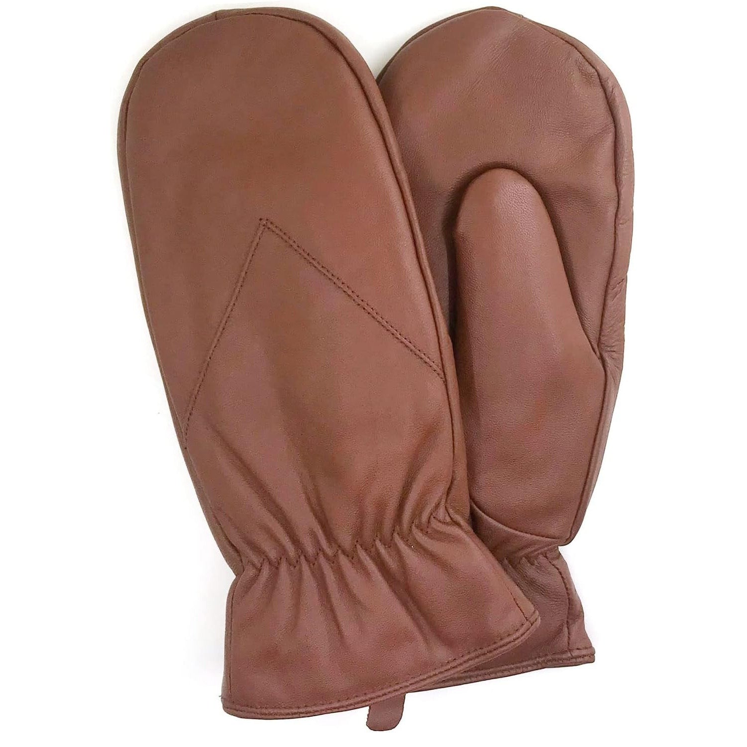 ZLUXURQ Mens Lambskin Leather Mittens Gloves Thick Fleece Lined