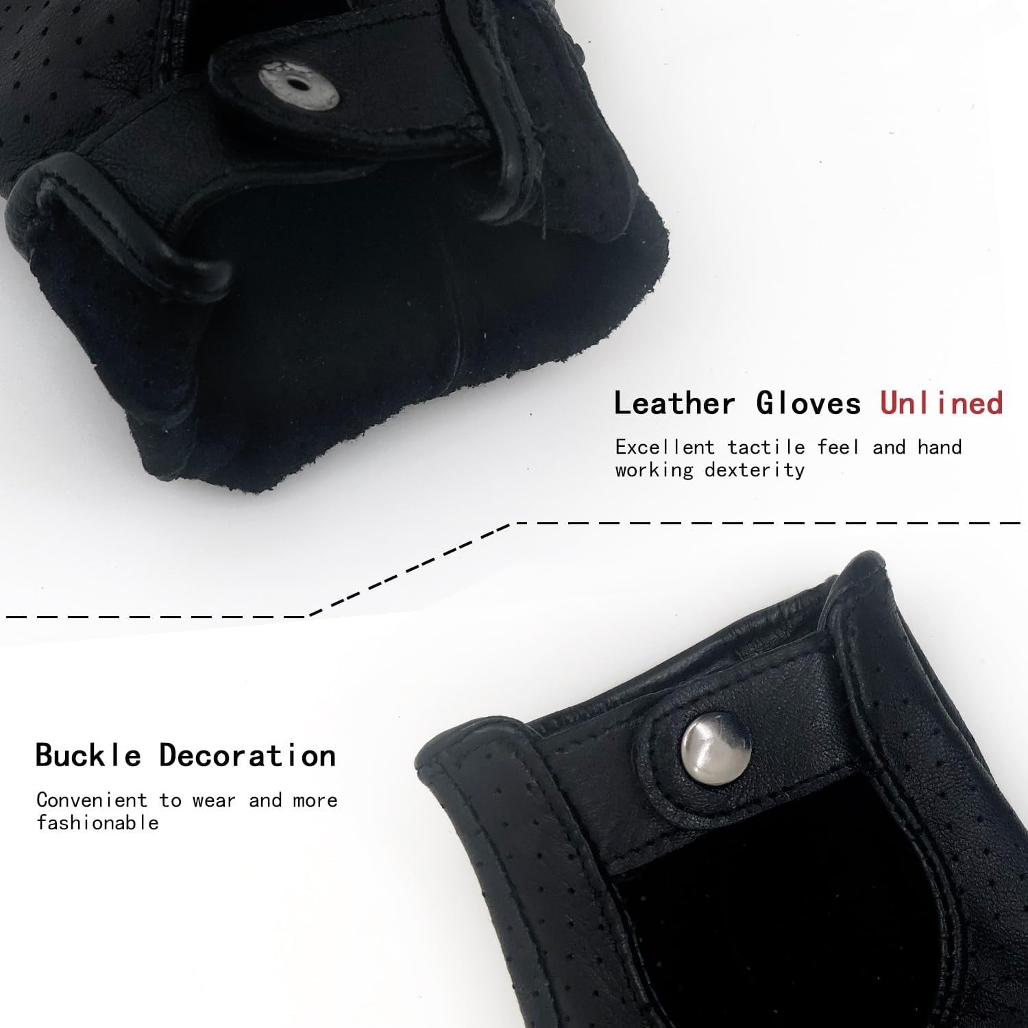 ZLUXURQ Mens Soft and Breathable Fingerless Leather Driving Gloves-Premium Lambskin