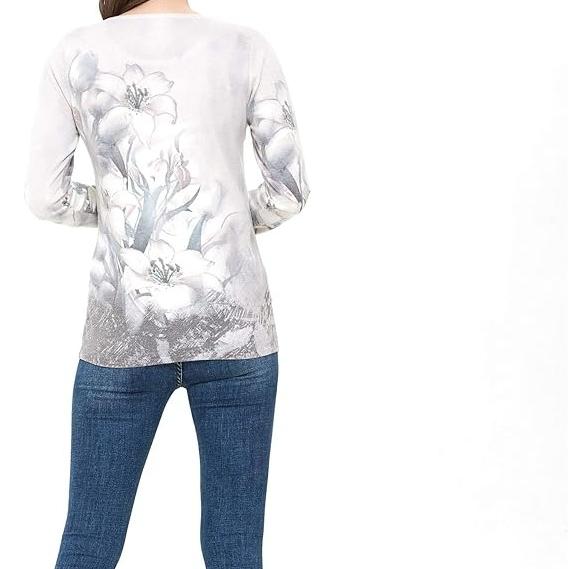 ZLUXURQ Women's Animal or Flower Printing Crewneck Long Sleeve Pullover Loose Sweater Comfy and Warm
