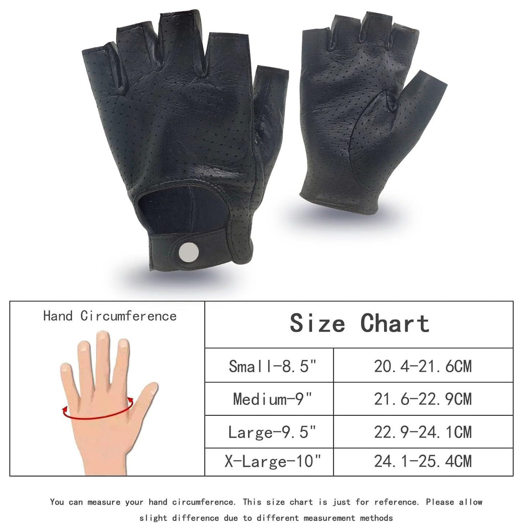 ZLUXURQ Mens Soft and Breathable Fingerless Leather Driving Gloves-Premium Lambskin