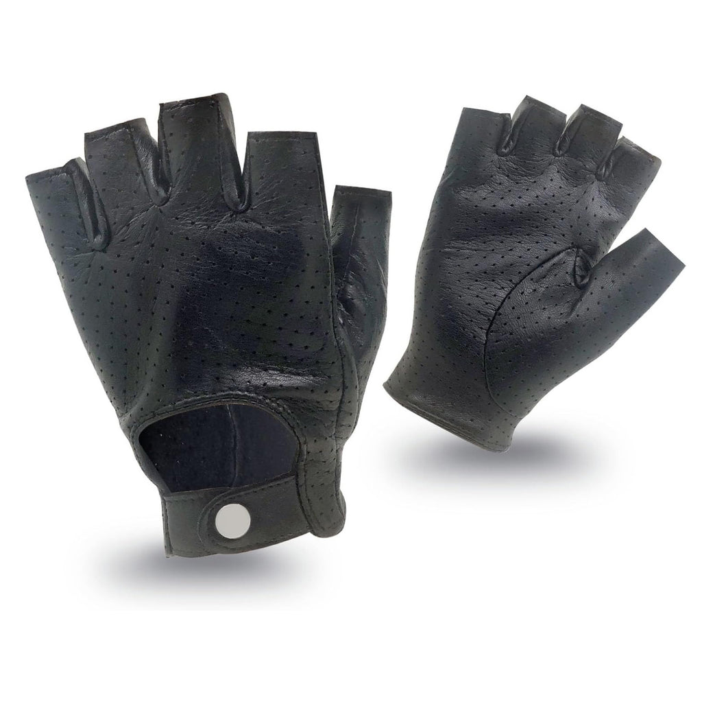 ZLUXURQ Mens Soft and Breathable Fingerless Leather Driving Gloves-Premium Lambskin