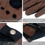 ZLUXURQ Mens Touchscreen Professional Leather Driving Gloves Unlined -Soft and Thin Italian Lambskin