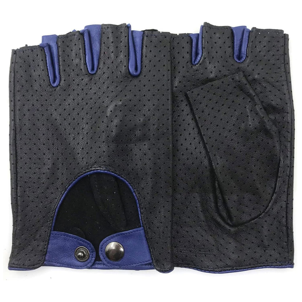 ZLUXURQ Mens Soft and Breathable Fingerless Leather Driving Gloves-Premium Lambskin