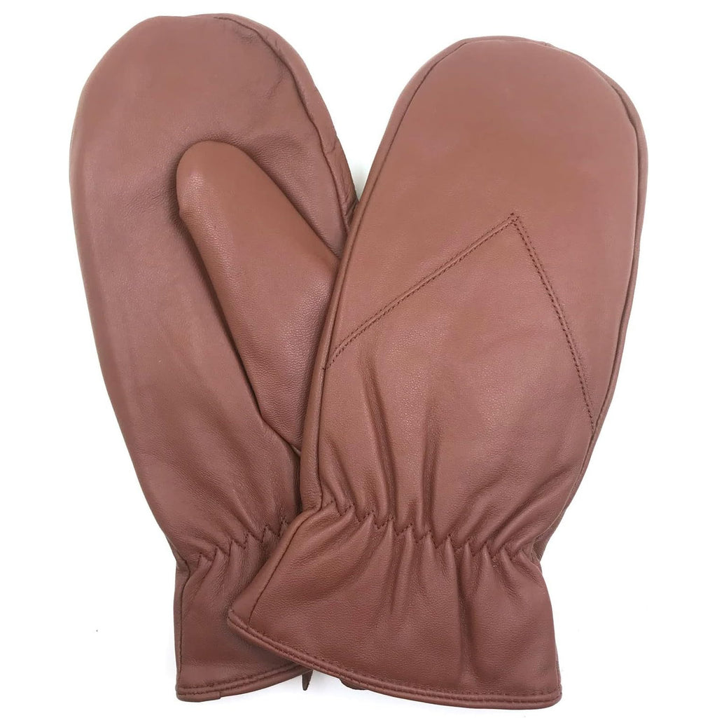 ZLUXURQ Mens Lambskin Leather Mittens Gloves Thick Fleece Lined