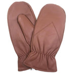 ZLUXURQ Mens Lambskin Leather Mittens Gloves Thick Fleece Lined