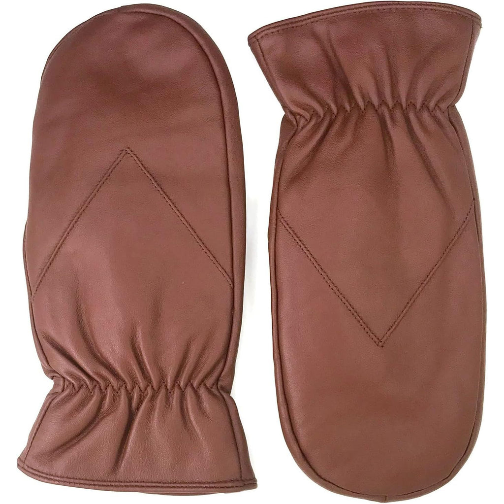 ZLUXURQ Mens Lambskin Leather Mittens Gloves Thick Fleece Lined